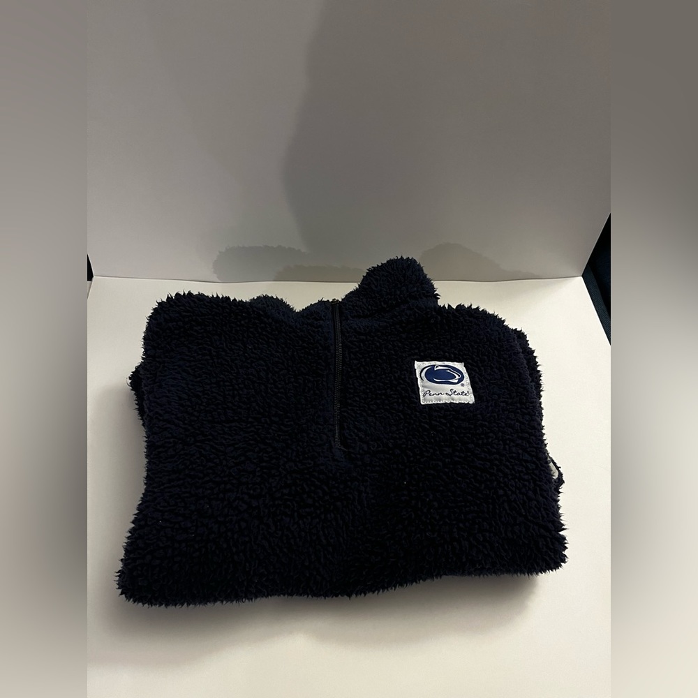 KA Knights Apparel: Navy Blue Penn State Sherpa Quarter Zip Sweatshirt